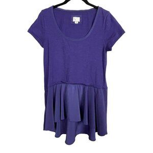Anthropologie Postmark High‎ Low Peplum Purple Short Sleeve Blouse Size XS